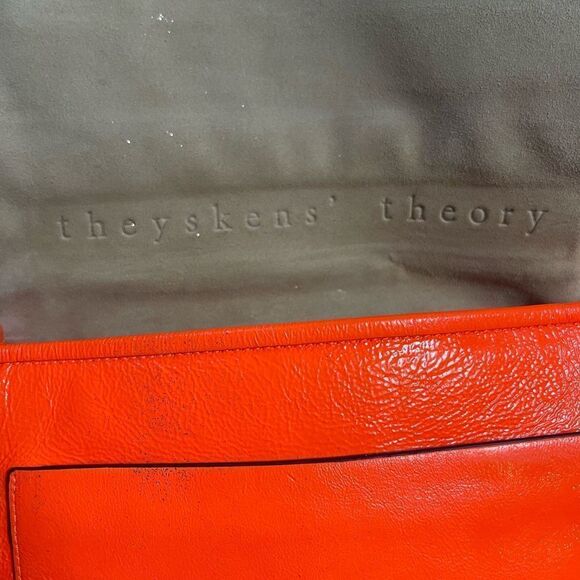 Theyskens Theory Flap Shoulder/crossbody Bag neon orange leather & khaki fabric - Picture 8 of 16